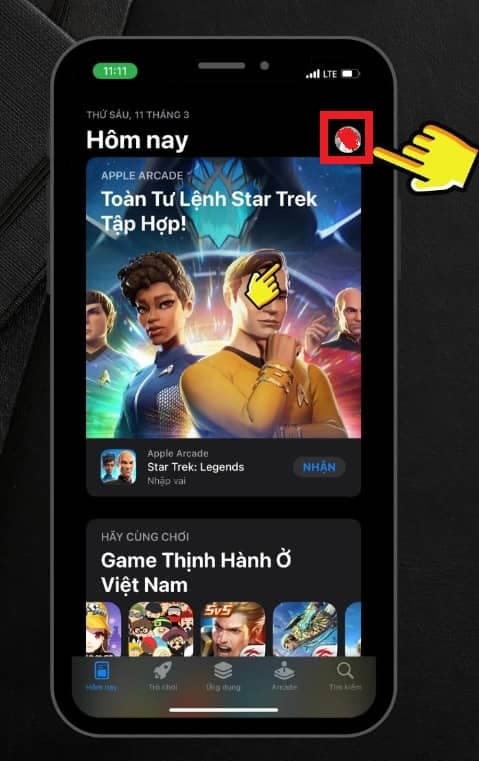 App Store home screen showing the profile avatar button
